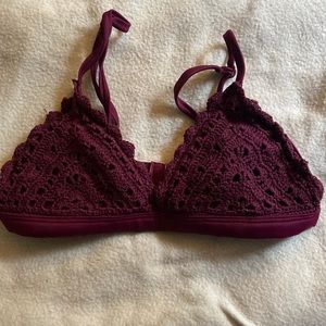 Purple crochet bikini top